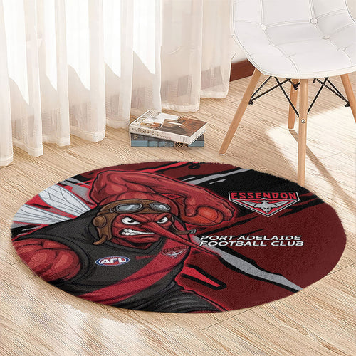 Essendon Football Club Round Carpet Bombers Muscular Mascot Graphic - Abstract Paint Splatter Art