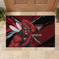 Essendon Football Club Rubber Doormat Bombers Muscular Mascot Graphic - Abstract Paint Splatter Art