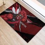 Essendon Football Club Rubber Doormat Bombers Muscular Mascot Graphic - Abstract Paint Splatter Art