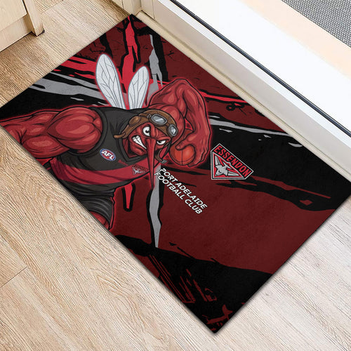 Essendon Football Club Rubber Doormat Bombers Muscular Mascot Graphic - Abstract Paint Splatter Art