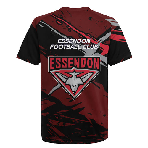 Essendon Football Club Rugby Jersey Bombers Muscular Mascot Graphic - Abstract Paint Splatter Art