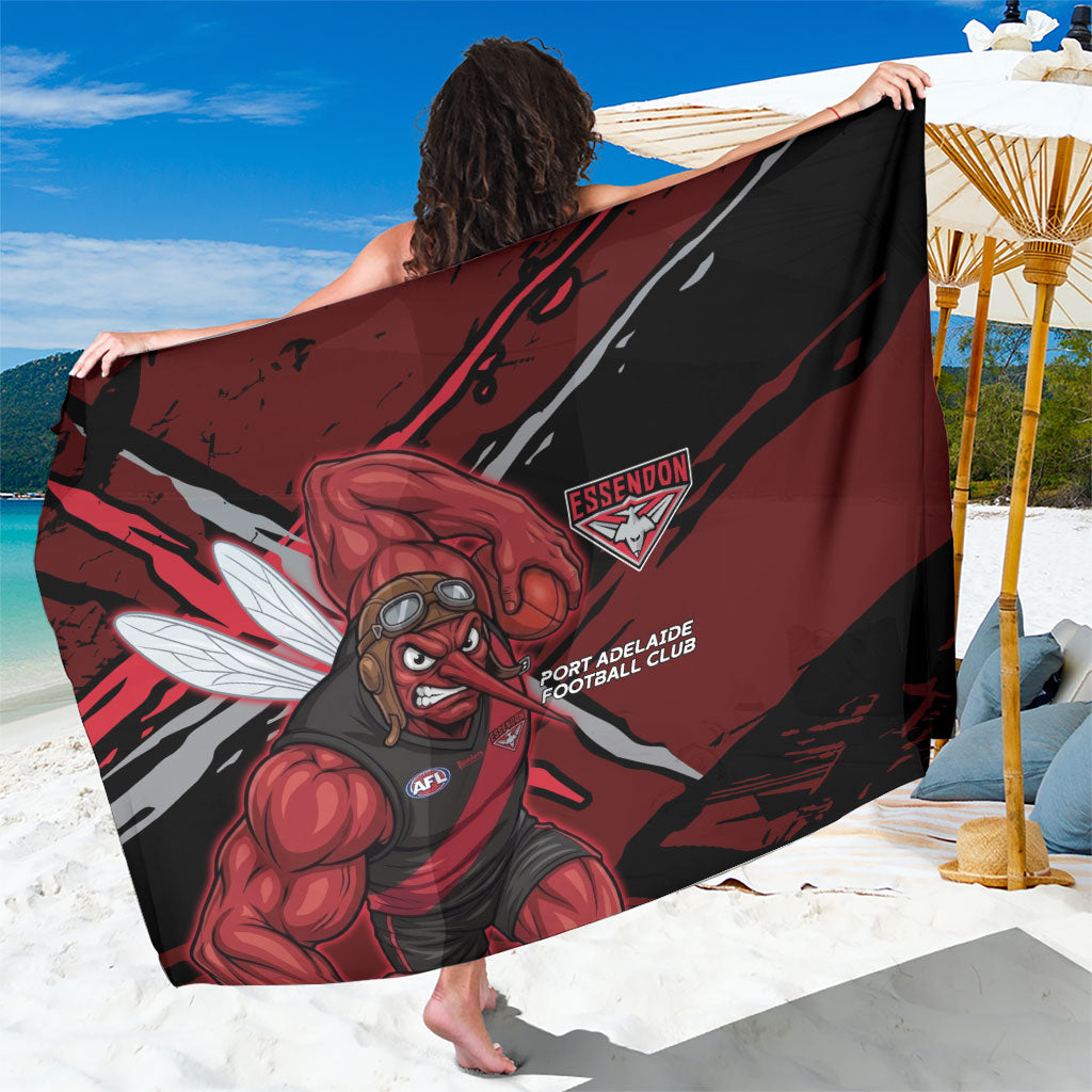 Essendon Football Club Sarong Bombers Muscular Mascot Graphic - Abstract Paint Splatter Art