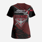 Essendon Football Club Scrub Top Bombers Muscular Mascot Graphic - Abstract Paint Splatter Art