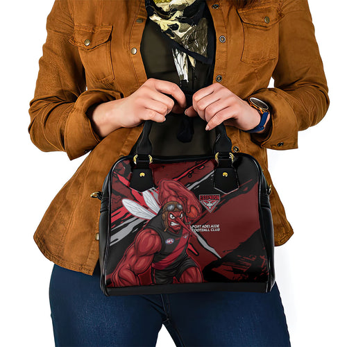Essendon Football Club Shoulder Handbag Bombers Muscular Mascot Graphic - Abstract Paint Splatter Art