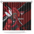 Essendon Football Club Shower Curtain Bombers Muscular Mascot Graphic - Abstract Paint Splatter Art