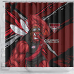 Essendon Football Club Shower Curtain Bombers Muscular Mascot Graphic - Abstract Paint Splatter Art