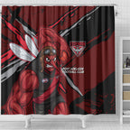 Essendon Football Club Shower Curtain Bombers Muscular Mascot Graphic - Abstract Paint Splatter Art