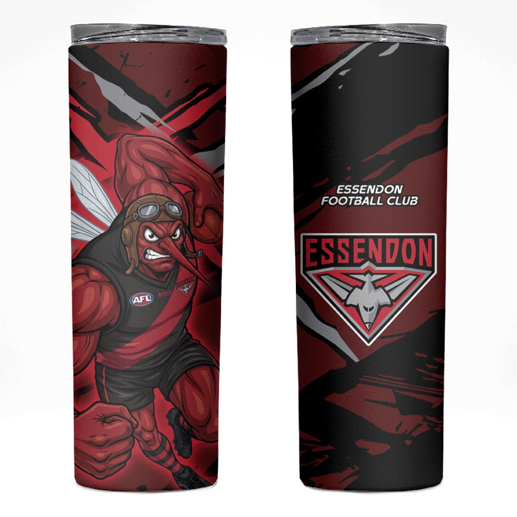 Essendon Football Club Skinny Tumbler Bombers Muscular Mascot Graphic - Abstract Paint Splatter Art