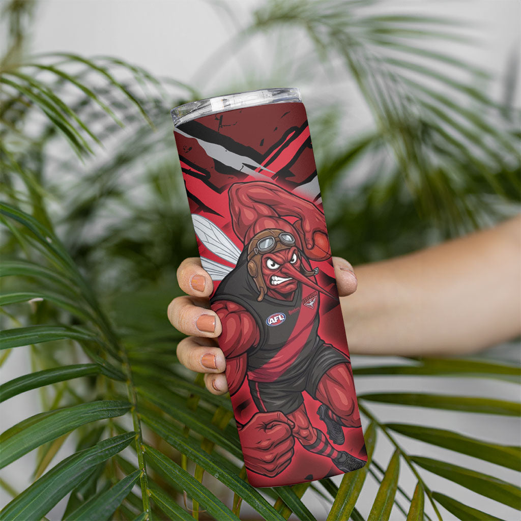 Essendon Football Club Skinny Tumbler Bombers Muscular Mascot Graphic - Abstract Paint Splatter Art