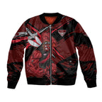 Essendon Football Club Sleeve Zip Bomber Jacket Bombers Muscular Mascot Graphic - Abstract Paint Splatter Art