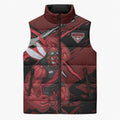 Essendon Football Club Sleeveless Puffer Jacket Bombers Muscular Mascot Graphic - Abstract Paint Splatter Art