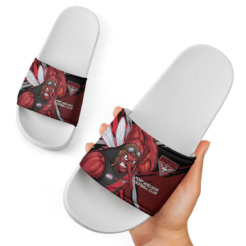 Essendon Football Club Slide Sandals Bombers Muscular Mascot Graphic - Abstract Paint Splatter Art