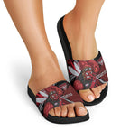 Essendon Football Club Slide Sandals Bombers Muscular Mascot Graphic - Abstract Paint Splatter Art