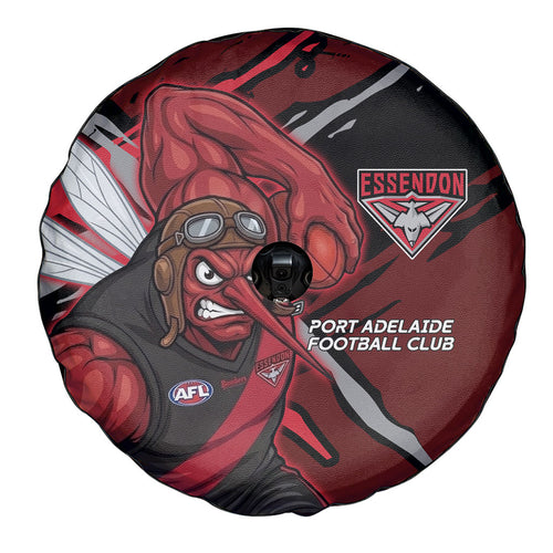 Essendon Football Club Spare Tire Cover Bombers Muscular Mascot Graphic - Abstract Paint Splatter Art