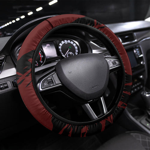 Essendon Football Club Steering Wheel Cover Bombers Muscular Mascot Graphic - Abstract Paint Splatter Art