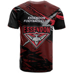 Essendon Football Club T Shirt Bombers Muscular Mascot Graphic - Abstract Paint Splatter Art