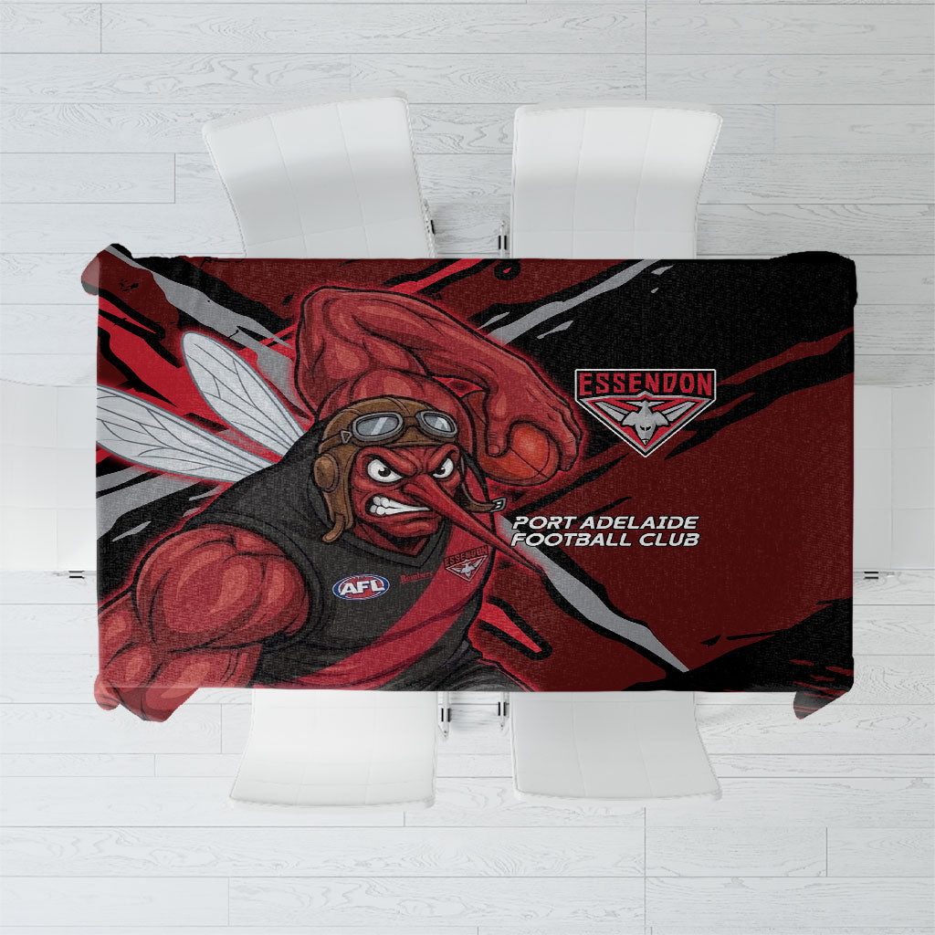 Essendon Football Club Tablecloth Bombers Muscular Mascot Graphic - Abstract Paint Splatter Art