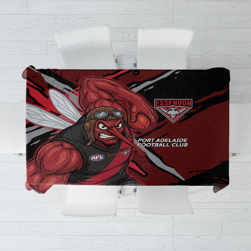 Essendon Football Club Tablecloth Bombers Muscular Mascot Graphic - Abstract Paint Splatter Art