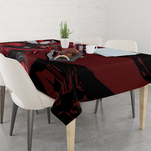 Essendon Football Club Tablecloth Bombers Muscular Mascot Graphic - Abstract Paint Splatter Art