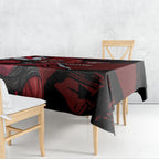 Essendon Football Club Tablecloth Bombers Muscular Mascot Graphic - Abstract Paint Splatter Art