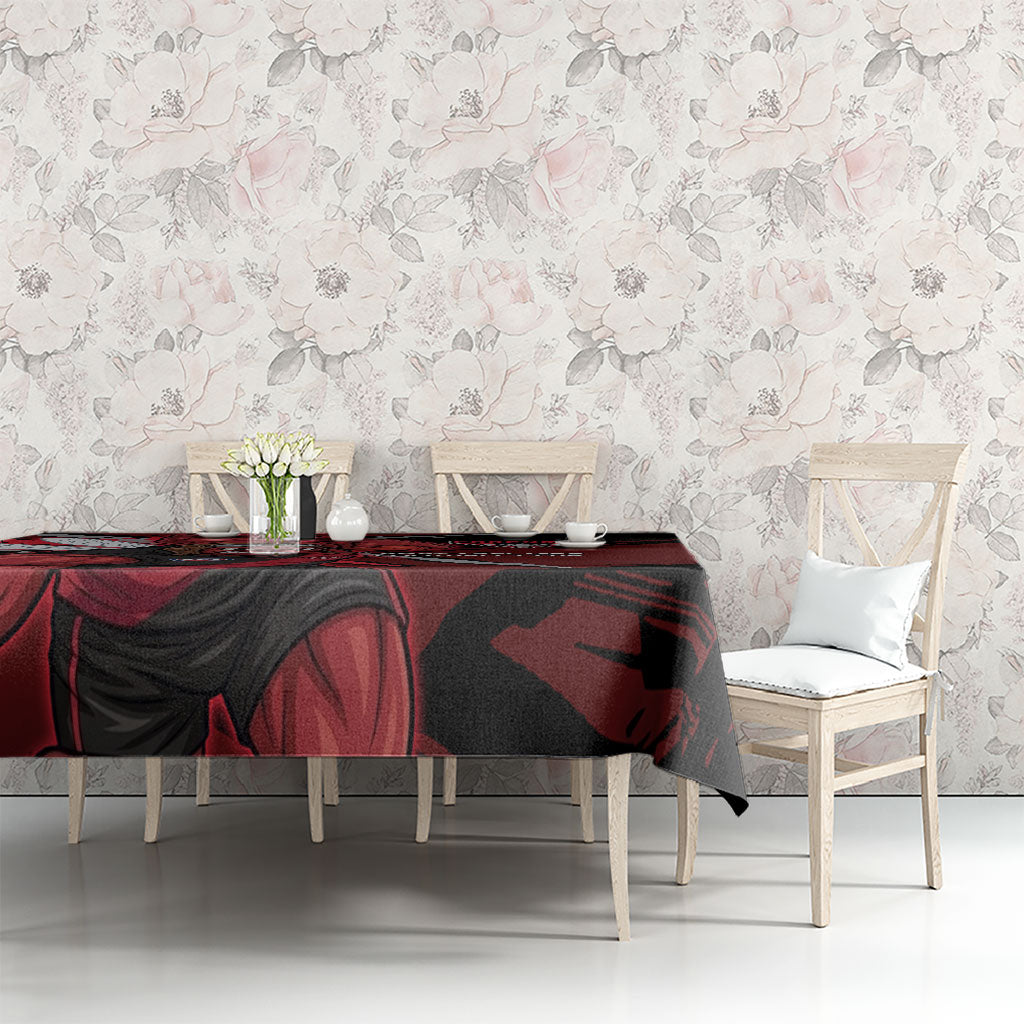 Essendon Football Club Tablecloth Bombers Muscular Mascot Graphic - Abstract Paint Splatter Art