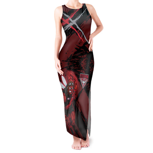 Essendon Football Club Tank Maxi Dress Bombers Muscular Mascot Graphic - Abstract Paint Splatter Art