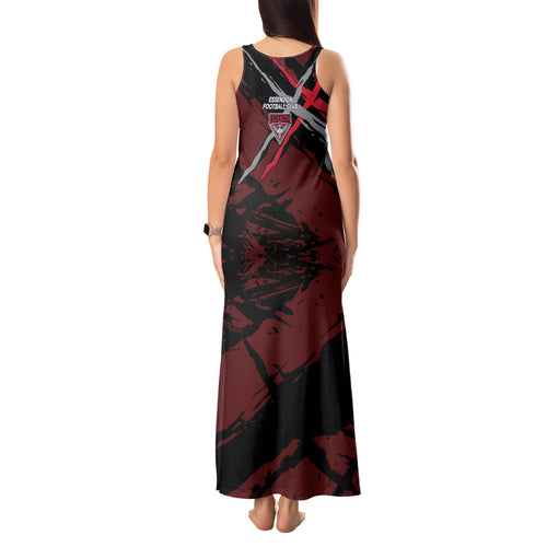 Essendon Football Club Tank Maxi Dress Bombers Muscular Mascot Graphic - Abstract Paint Splatter Art