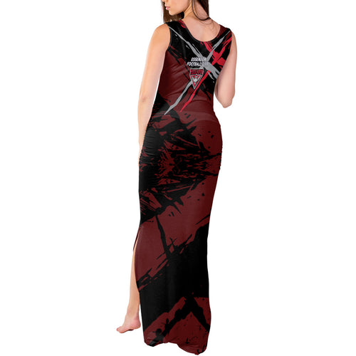 Essendon Football Club Tank Maxi Dress Bombers Muscular Mascot Graphic - Abstract Paint Splatter Art