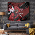 Essendon Football Club Tapestry Bombers Muscular Mascot Graphic - Abstract Paint Splatter Art