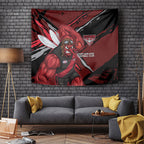 Essendon Football Club Tapestry Bombers Muscular Mascot Graphic - Abstract Paint Splatter Art