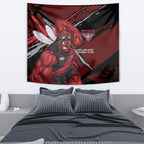 Essendon Football Club Tapestry Bombers Muscular Mascot Graphic - Abstract Paint Splatter Art