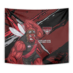 Essendon Football Club Tapestry Bombers Muscular Mascot Graphic - Abstract Paint Splatter Art