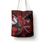 Essendon Football Club Tote Bag Bombers Muscular Mascot Graphic - Abstract Paint Splatter Art