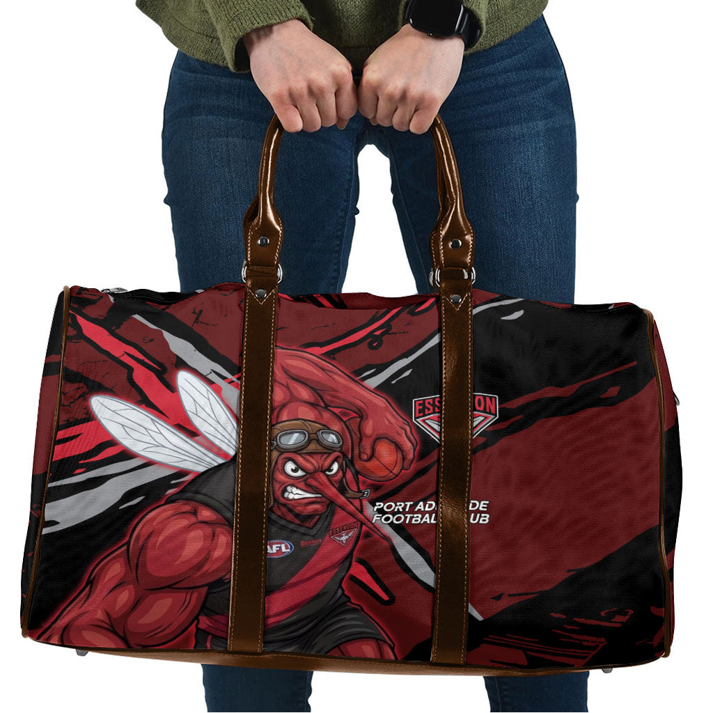 Essendon Football Club Travel Bag Bombers Muscular Mascot Graphic - Abstract Paint Splatter Art