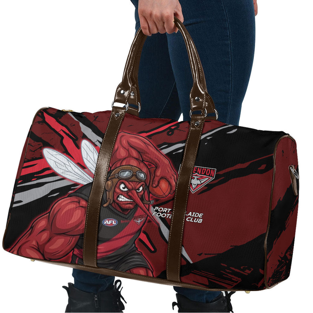 Essendon Football Club Travel Bag Bombers Muscular Mascot Graphic - Abstract Paint Splatter Art