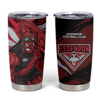 Essendon Football Club Tumbler Cup Bombers Muscular Mascot Graphic - Abstract Paint Splatter Art