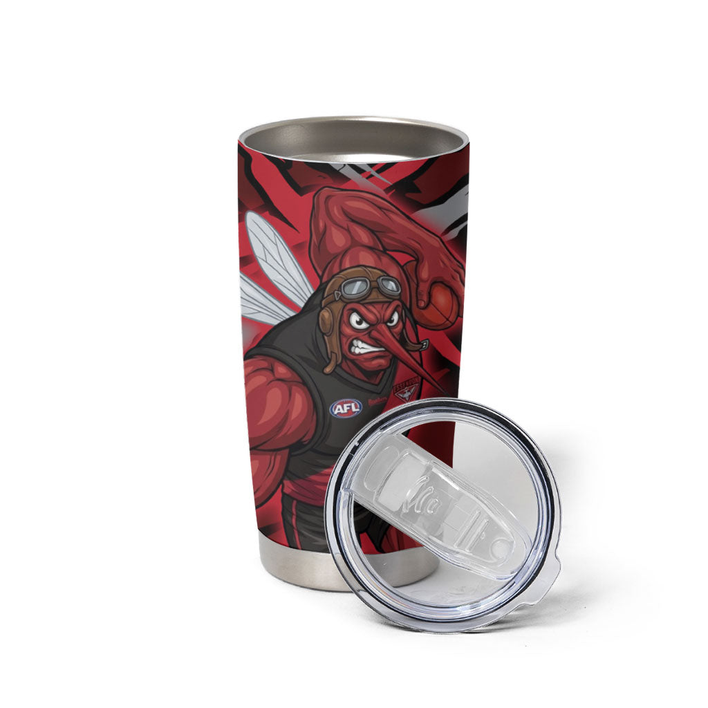 Essendon Football Club Tumbler Cup Bombers Muscular Mascot Graphic - Abstract Paint Splatter Art