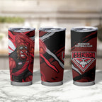 Essendon Football Club Tumbler Cup Bombers Muscular Mascot Graphic - Abstract Paint Splatter Art