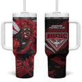 Essendon Football Club Tumbler With Handle Bombers Muscular Mascot Graphic - Abstract Paint Splatter Art