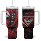 Essendon Football Club Tumbler With Handle Bombers Muscular Mascot Graphic - Abstract Paint Splatter Art