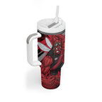 Essendon Football Club Tumbler With Handle Bombers Muscular Mascot Graphic - Abstract Paint Splatter Art