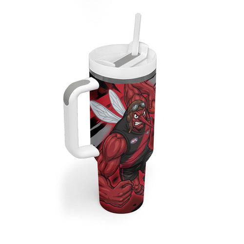 Essendon Football Club Tumbler With Handle Bombers Muscular Mascot Graphic - Abstract Paint Splatter Art