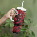 Essendon Football Club Tumbler With Handle Bombers Muscular Mascot Graphic - Abstract Paint Splatter Art