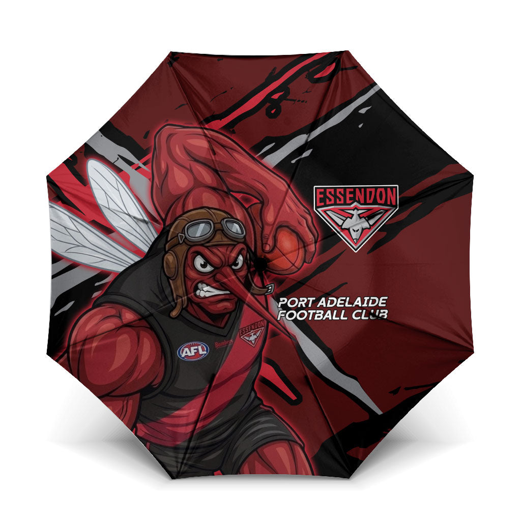 Essendon Football Club Umbrella Bombers Muscular Mascot Graphic - Abstract Paint Splatter Art