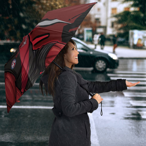 Essendon Football Club Umbrella Bombers Muscular Mascot Graphic - Abstract Paint Splatter Art