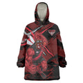 Essendon Football Club Wearable Blanket Hoodie Bombers Muscular Mascot Graphic - Abstract Paint Splatter Art