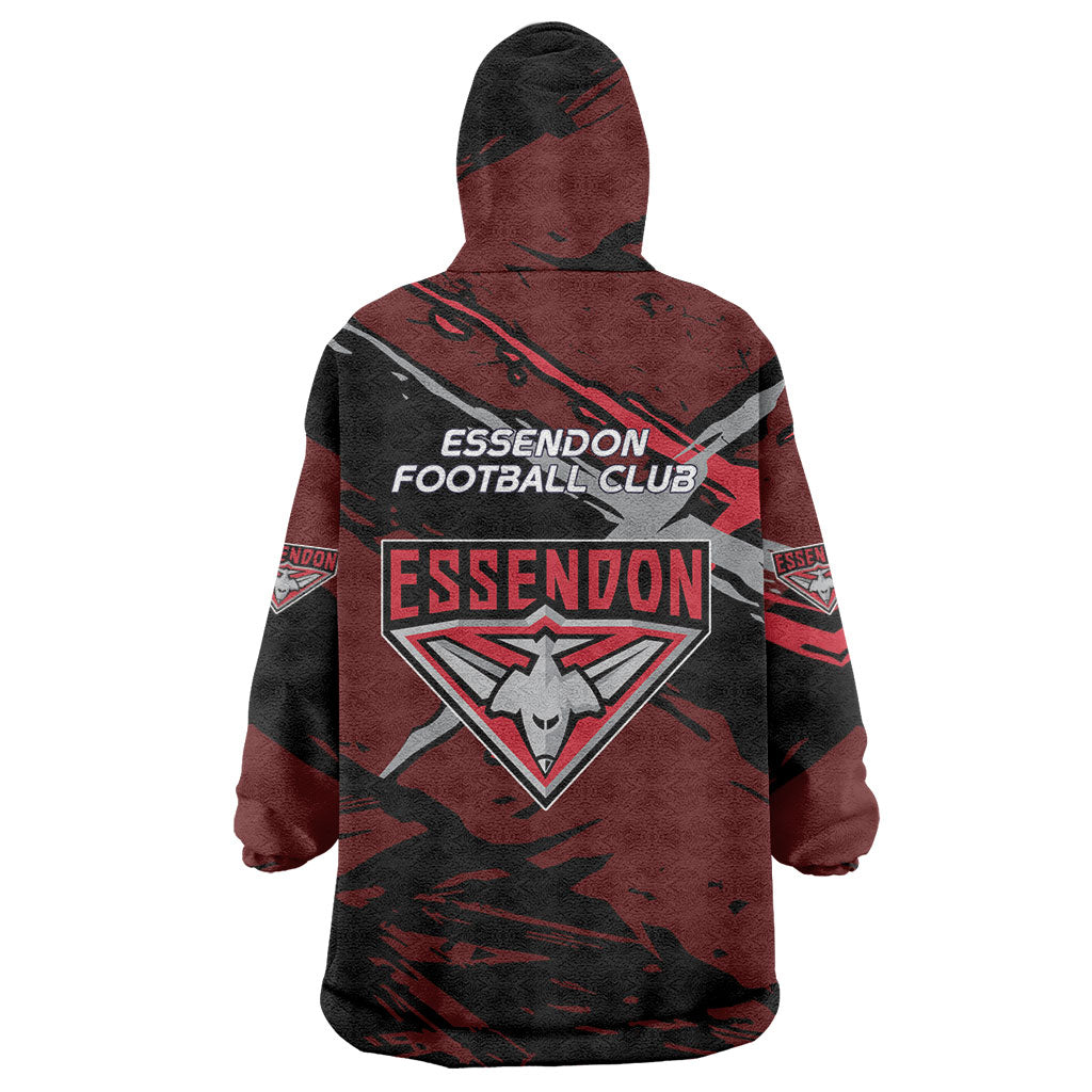 Essendon Football Club Wearable Blanket Hoodie Bombers Muscular Mascot Graphic - Abstract Paint Splatter Art