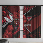 Essendon Football Club Window Curtain Bombers Muscular Mascot Graphic - Abstract Paint Splatter Art
