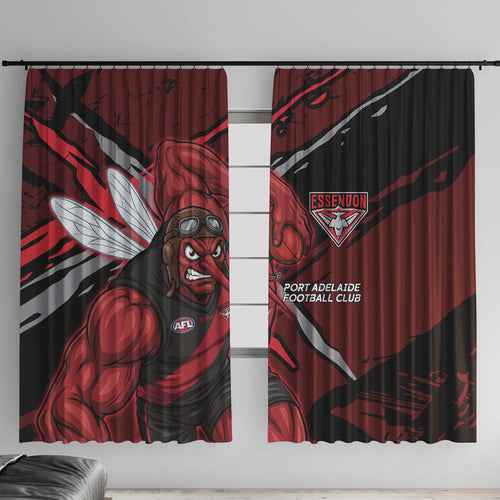 Essendon Football Club Window Curtain Bombers Muscular Mascot Graphic - Abstract Paint Splatter Art