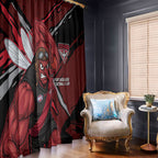 Essendon Football Club Window Curtain Bombers Muscular Mascot Graphic - Abstract Paint Splatter Art